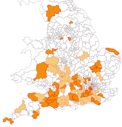 Strong and Medium Lib Dem Seats in England and Wales