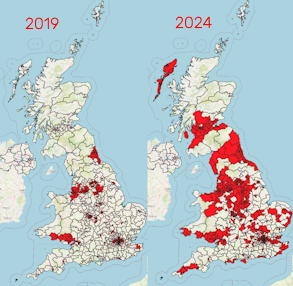 Seats Labour Held Before and After 2024 General Election