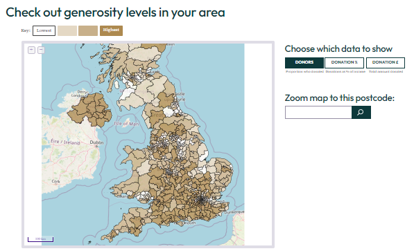 CAF webpage of embedded map with controls